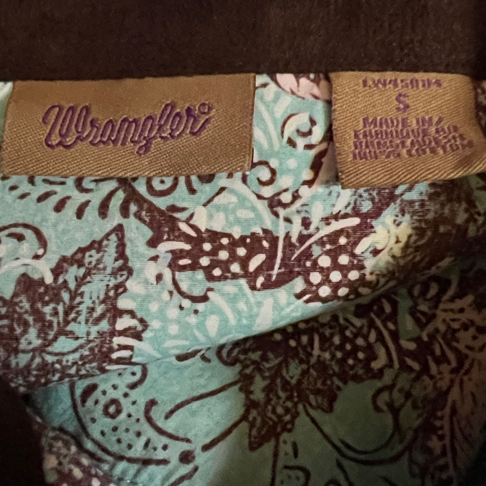 Wrangler Turquoise Western Snap Shirt S - Picture 4 of 6